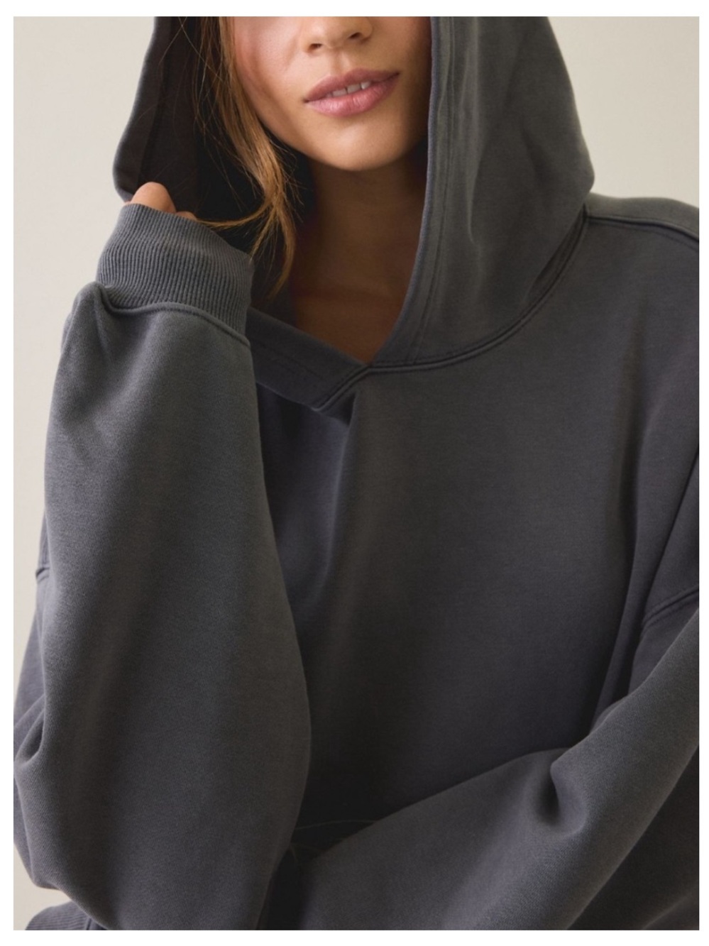 🟠NWT OUT FROM UNDER by URBAN OUTFITTERS French Terry Hoodie Sweatshirt - Dk Grey - Picture 2 of 7